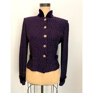 Vintage St. John by Plum Knit Velvet Jacket/Sweater